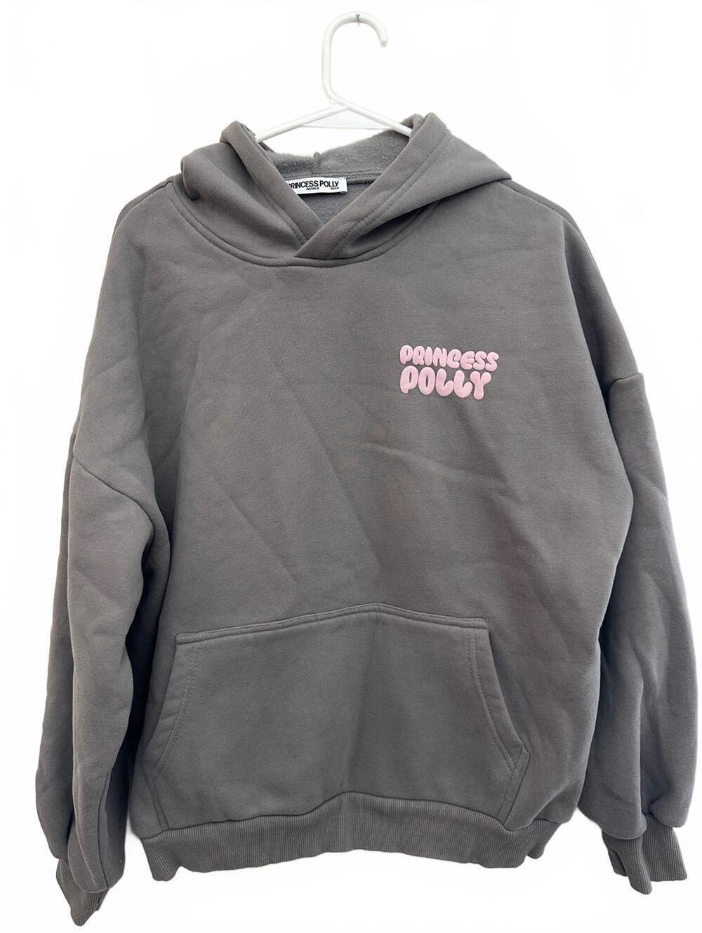 Princess Polly Charcoal Hoodie with Pink Logo